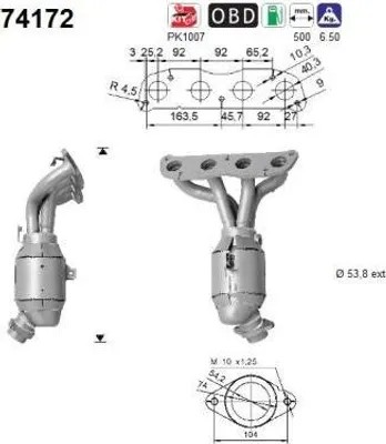 Produktbild von AS Katalysator Kat für NISSAN Qashqai / Qashqai +2 I (J10, NJ10) Euro 5 74172