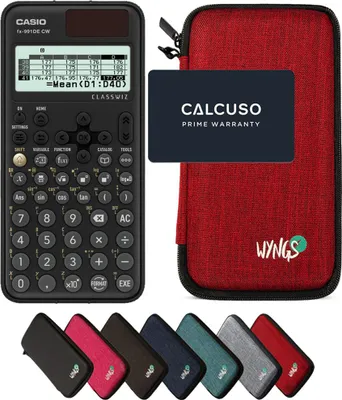 Produktbild von Casio fx-991DE CW ClassWiz inkl. WYNGS Schutztasche Rot - Wissenschaftlicher Taschenrechner - Basic Set