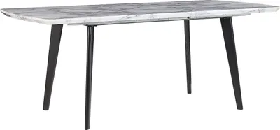 Produktbild von BELIANI Esstisch Weiß u. Schwarz MDF Tischplatte Marmor Optik 160x90 cm ausziehbar 200x90 cm mit Metallbeinen Rechteckig Glamour Esszimmer Küche