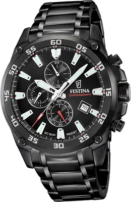 Produktbild von Festina Herrenuhr Timeless Chronograph Armbanduhr Edelstahl schwarz D2UF20735/3