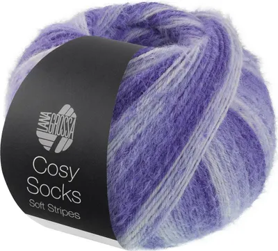 Produktbild von Lana Grossa - Cosy Socks Soft Stripes 0101 blauviolett veilchenblau zartviolett weiß