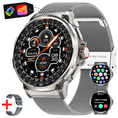 Produktbild von S&T DESIGN Smartwatch Fitness Tracker Uhr für Herren mit Telefonfunktion Groß Smartwatch 1,85" AMOLED-Display Whatsapp Herzfrequenz-/Schlafüberwachung