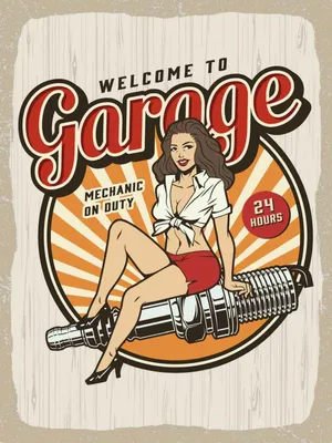 Produktbild von vianmo Holzschild 40x30 cm Pinup Welcome to Garage Mechanic on Pin Up