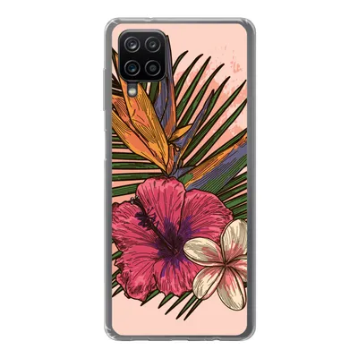 Produktbild von MuchoWow® Handyhülle Schutzhülle Hülle für Samsung Galaxy A12 Blumen - Tropisch - Rosa Silikon Softcase Handy Hülle - Bild