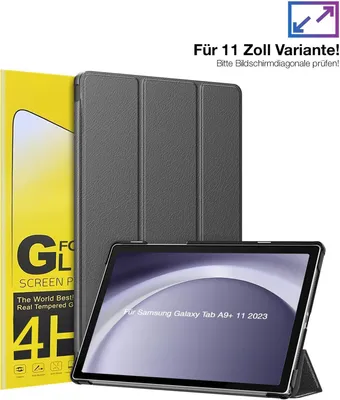 Produktbild von Schutzhülle + 2x 4H Displayfolie für Samsung Galaxy Tab A9+ Plus 2023 11 Zoll Cover Case Schutz Tablet Farbe: Grau