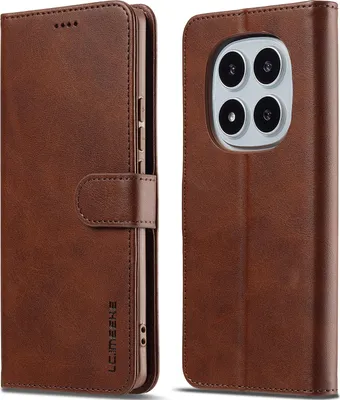 Image de Etui pour Xiaomi Redmi Note 14 Pro 4G étui en cuir avec fermeture magnétique et support, étui de protection marron