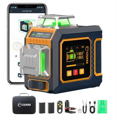 Zdjęcie produktu dla Laser krzyżowy 3x360 stopni, zielony - automatyczna poziomica - ładowanie przez USB-C