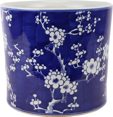 Zdjęcie produktu dla Fine Asianliving Chińska doniczka niebieskie ręcznie malowane kwiaty D22xH20cm