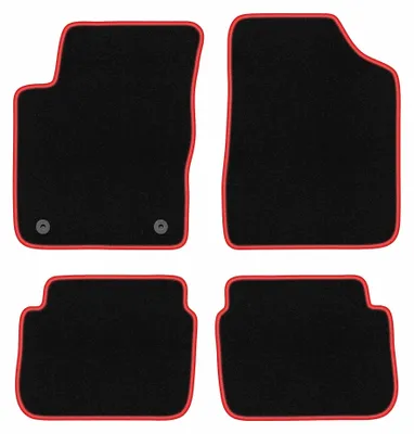 Obrázek produktu pro Velurové autokoberce pro: Hyundai i10 2007-2013 (hatchback) – sada 4 ks, černo-červené, na míru – Wielganizator CARLUX