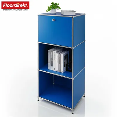 Immagine prodotto di Scaffale in metallo Concept Epure MK-107, blu, scaffale a 4 ripiani con vano chiudibile a chiave e ripiani in diversi colori