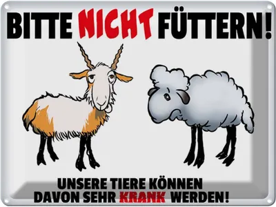Produktbild von vianmo Blechschild 30x40 cm bitte nicht füttern Tiere krank Spruch Zitat