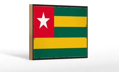 Produktbild von Holzschild Flagge Togos 18x12 cm Retro Flag of Togo Dekoration