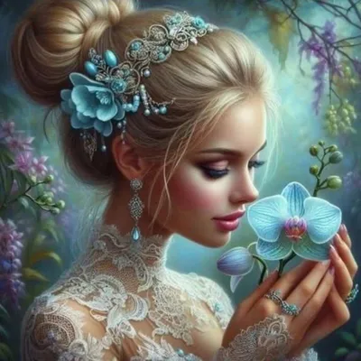 Image de NORIMPEX Tableau Diamant Fille avec orchidée 30x40cm