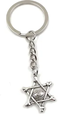 Produktbild von Onwomania Schlüsselanhänger - "Knochen Auge Nazar" - Metall Glücksbringer ideal als Geschenk z.B. für den besten Freund, die beste Freundin, Mama