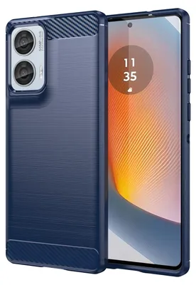 Image de Pour Motorola Moto G85 5G Carbon Brushed Design Texture TPU Handy Cover Case Blue