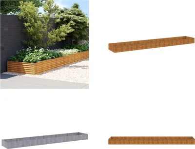 Image de vidaXL Lit surélevé 579x100x36 cm acier corten - Lit surélevé - Bac à plantes - Bac à fleurs