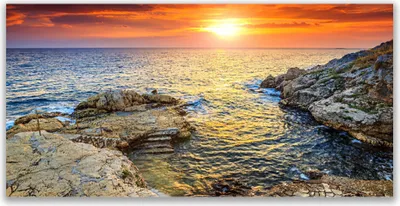 Produktbild von Tulup Leinwand-Bilder 140x70 Wandbild Canvas Kunstdruck Meer Sonne Landschaft