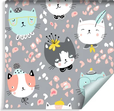 Produktbild von 10m VLIES TAPETE Rolle Kinderzimmer Bunte Katzen XXL