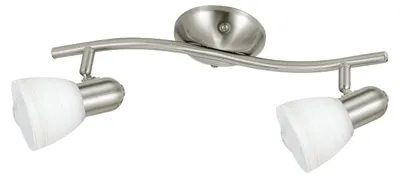 Produktbild von EGLO Deckenlampe Dakar 1, 2 flammige Deckenleuchte, Deckenspot aus Stahl, Farbe: Nickel matt, Glas: Milchglas mit Wischtechnik, weiß, Fassung: E14
