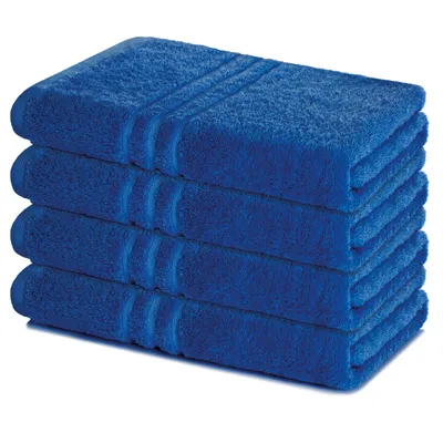 Produktbild von Lavea® 4er Set Duschtuch 70x140, 4 Stück, 100% Baumwolle Frottee, saugstark, weich und strapazierfähig, waschbar 60°C, trocknergeeignet, Handtuch, Handtücher, Duschtücher, Royalblau