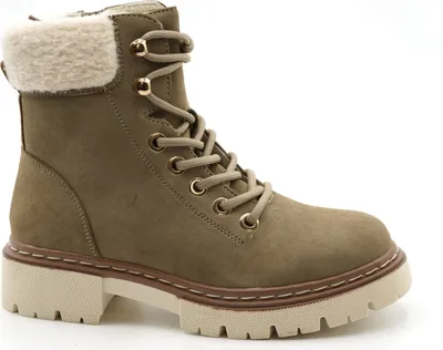 Produktbild von Damen Boots gefüttert Khaki mit seitlichem Reissverschluss KA23-26 Khaki Größe: 37 Materialzusammensetzung: Kunstleder,Syntetik Hersteller: Sonderpostendiscount