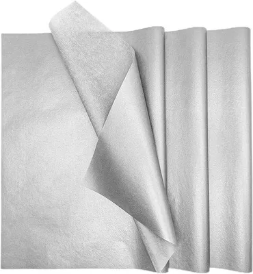 Obrázok produktu pre Strieborný krepový papier 50 x 70 cm, dekoratívny, 60 listov