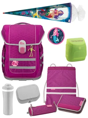 Produktbild von McNeill Ranzen-Set 9-teilig McOcean PUNTOPINK Meerjungfrau Schulranzen-Set mit Schultüte / Zuckertüte