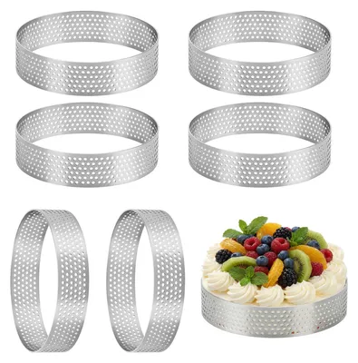 6 perforierte Edelstahl-Dessertringe Ø8 cm, Tartelette-Formen
