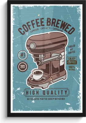 Produktbild von MuchoWow® MuchoWow® Gerahmtes Poster Kaffeemaschine - Kaffee - Retro - Zeichnung 40x60 cm - Poster mit zchwarzem Bilderrahmen - Papierdruck - Wandbilder