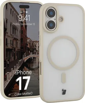 Produktbild von Handyhülle mit Magnetring für iPhone 17, Bizon Case MatteO, Getönt-Beige