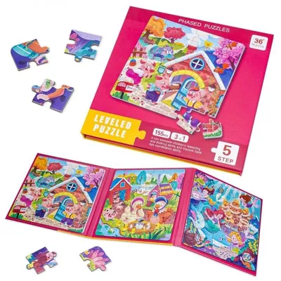 Produktbild von Magnetisches Puzzle - Schweinchen, Ente & Meerjungfrau - 3 in 1 Buch - Level 5 - Reisespielzeug ab 3 Jahren