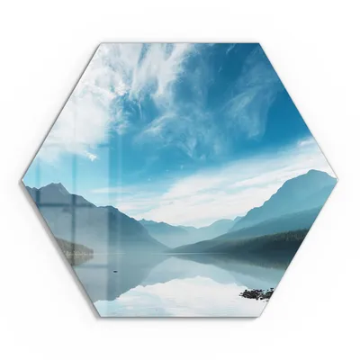 Produktbild von DEQORI Glasbild Echtglas 40x35 cm 'Blick über Bowman Lake' Wandbild Bild modern Deko