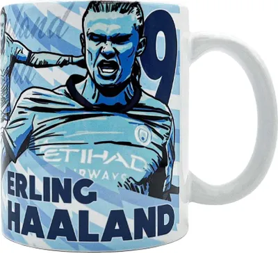 Produktbild von Manchester United FC - "Erling Haaland" Kaffeebecher, Keramik, 312ml GF569 (Einheitsgröße) (Blau/Weiß)