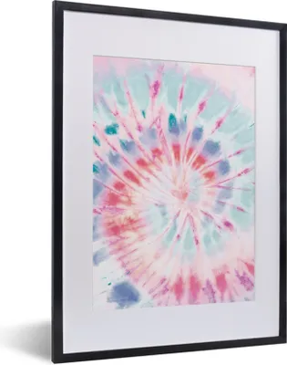Produktbild von MuchoWow® Gerahmtes Poster Krawattenfärbung - Blau - Rosa 30x40 cm - Poster mit Schwarzem Bilderrahmen Wandposter Rahmen Foto Bilder - Wandposter Schlafzimmer