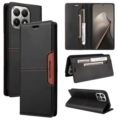 Obrázek produktu pro Pouzdro pro Xiaomi 15T, kožené flipové peněženkové pouzdro s přihrádkou na karty a stojánkem Černý
