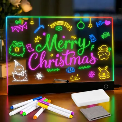 LED-Nachrichtentafel aus Acryl, 20x30 cm, 6 Farben, 7 Stifte