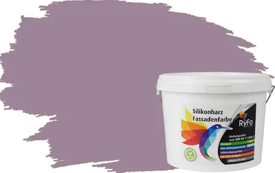 Produktbild von RyFo Colors Silikonharz Fassadenfarbe Lotuseffekt Trend Pastellviolett 3l - bunte Fassadenfarbe, weitere Violett Farbtöne und Größen erhältlich, Deckkraft Klasse 1