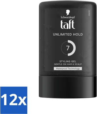 Imagen del producto de Taft - Gel de peinado "Unlimited Hold 7" - Fijación extrema - 300 ml - Paquete económico - 12 unidades