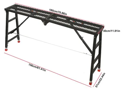 Immagine prodotto di Piattaforma di lavoro – Pedana elevabile – Capacità di carico: 350 kg – Dimensioni: 180 x 30 cm – Altezza regolabile – Antiscivolo – Portatile