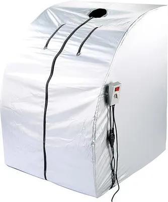 Productafbeelding van Mini infraroodcabine: Draagbare infraroodsauna V2 met 2 keramische verwarmingselementen, inklapbare zitting, 1.600 W (zitsauna, mobiele sauna, infrarood)