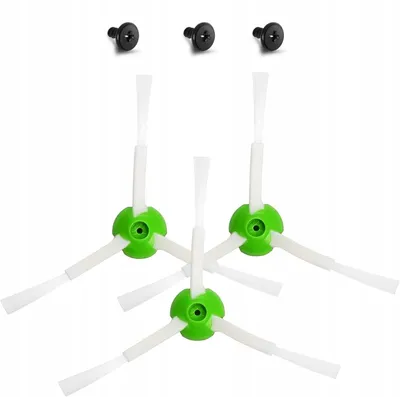Zdjęcie produktu dla SideBrush Set 3x – Szczotki boczne do iRobot Roomba i7 i5 i3 j7 j9 e5 Combo | 3 szt. | TPR + Nylon | Biało-zielone | Zamiennik z mocowaniami