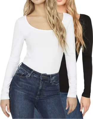Produktbild von Vero Moda Damen Basic Langarmshirt Doppelpack, 809 Weiß+Schwarz XS