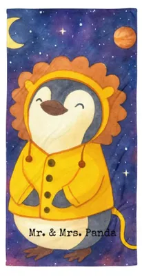 Produktbild von Mr. & Mrs. Panda Handtuch Löwe Astrologie Design - Weiß - Geschenk, Sternzeichen, Badelaken, Strandtuch, Geburtstagsgeschenk, Großes Badehandtuch, Tierkreiszeichen