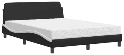 Productafbeelding van vidaXL Bed met matras "Dover", zwart en wit, 140x200 cm, kunstleer