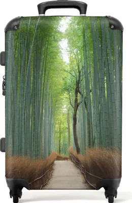 Image de NoBoringSuitcases.com® Grande valise - Arbres - Chemin - Bambou - Herbe - Nature - Cadenas à combinaison TSA - Valise à coque rigide à 4 roulettes - 72 litres - Valise de voyage - 66 cm Valise de taille moyenne 67 x 43 x 25 cm, 72 L,