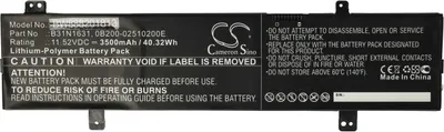 Produktbild von vhbw Akku kompatibel mit Asus VivoBook X505ZA-BQ298, X505ZA-bb31 Notebook (3500 mAh, 11,52 V, Li-Polymer)