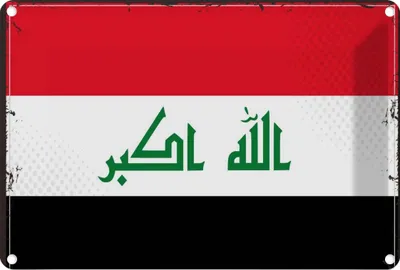 Produktbild von vianmo Blechschild 12x18 cm Irak Iraq Flagge Fahne Wappen