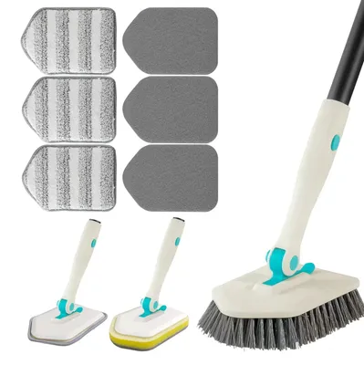Image de Brosse de nettoyage 3 en 1 avec long manche, 130 cm – pour la douche, la baignoire et les carrelages