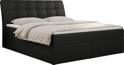 Produktbild von Boxspringbett 180x200 mit Matratze, Bett mit Multipocket - Matratze H3 und Topper, Polsterbett 180x200 mit Bettkasten und Kopfteil, DIEGOS - 180x200 - Schwarz - Kunstleder - H3