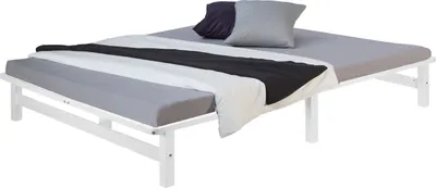 Produktbild von Homestyle4u Holzbett 140x200 mit Lattenrost Palettenbett Massivholzbett Palettenmöbel Doppelbett